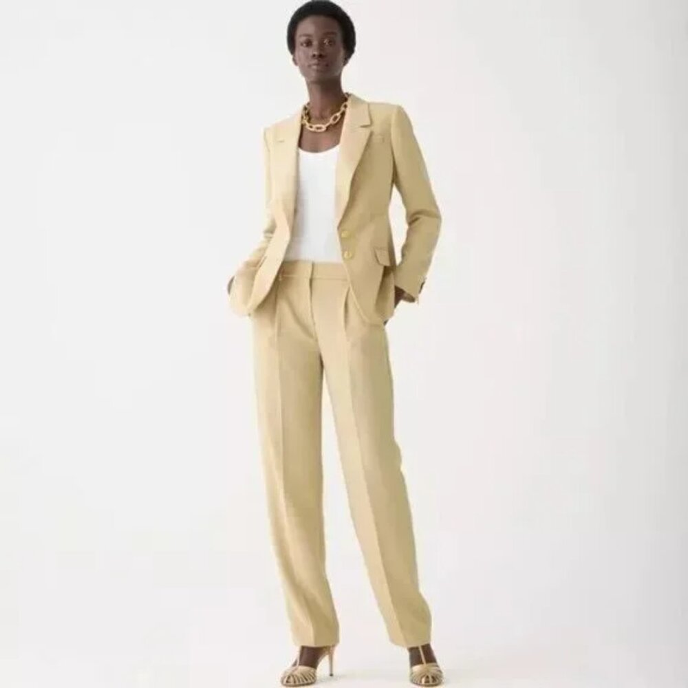 J. Crew Light Beige High-Rise Tailored Trousers